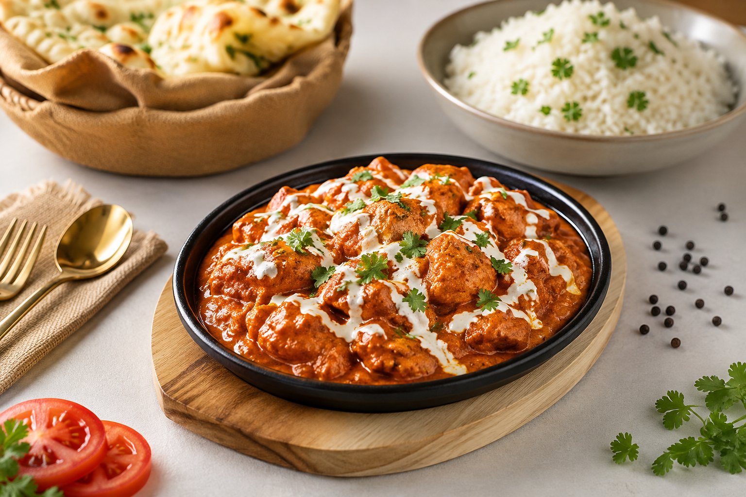 Modern Indian cuisine plated