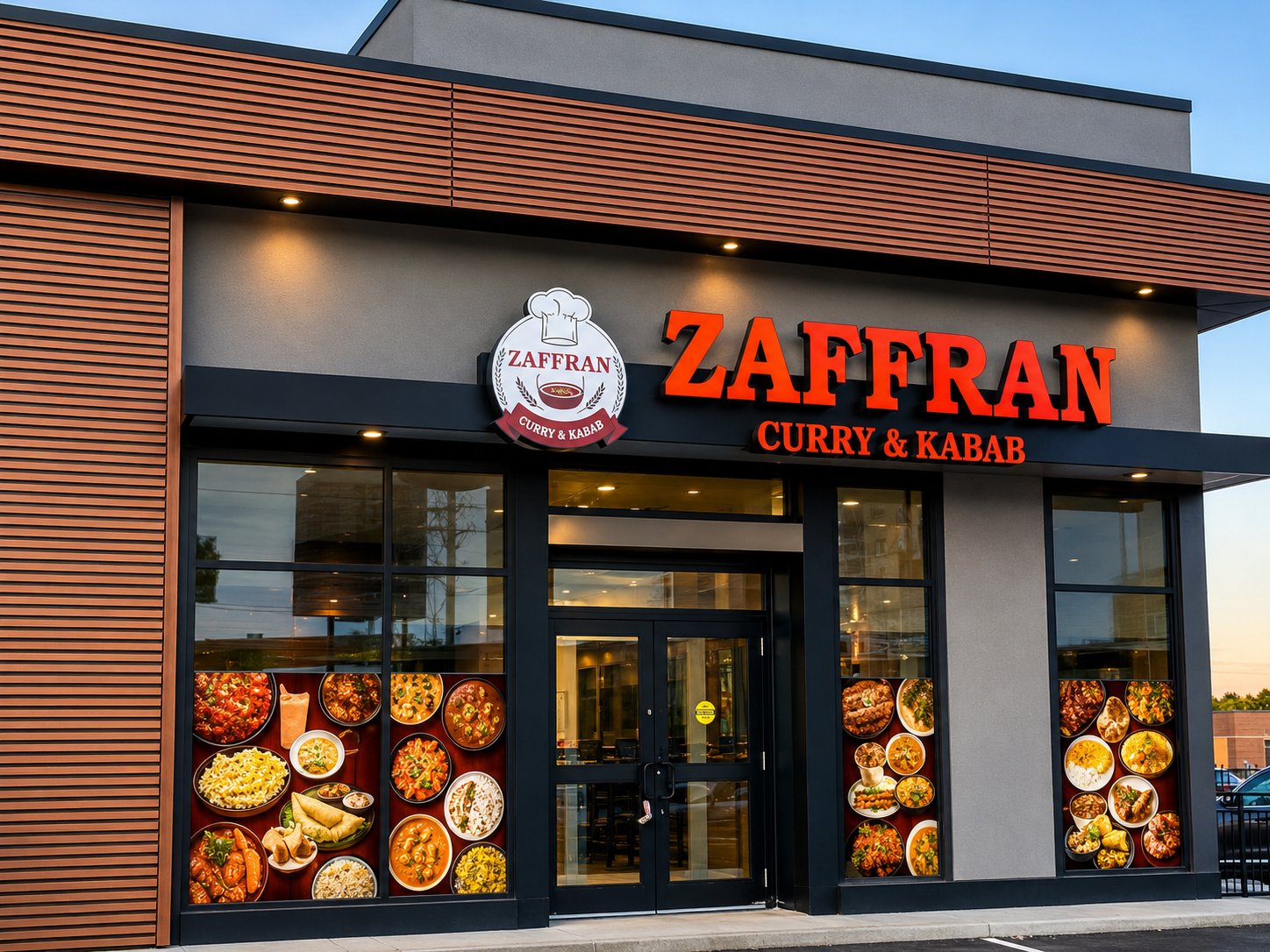 Warm interior dining at Zaffran Curry & Kabab restaurant in Calgary