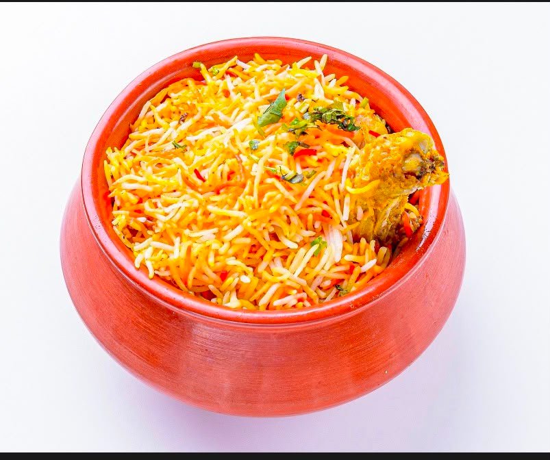 Goat Dum Biryani with basmati rice at Zaffran Calgary