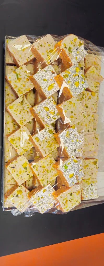 Fresh pistachio barfi mithai squares from Silver Spoon