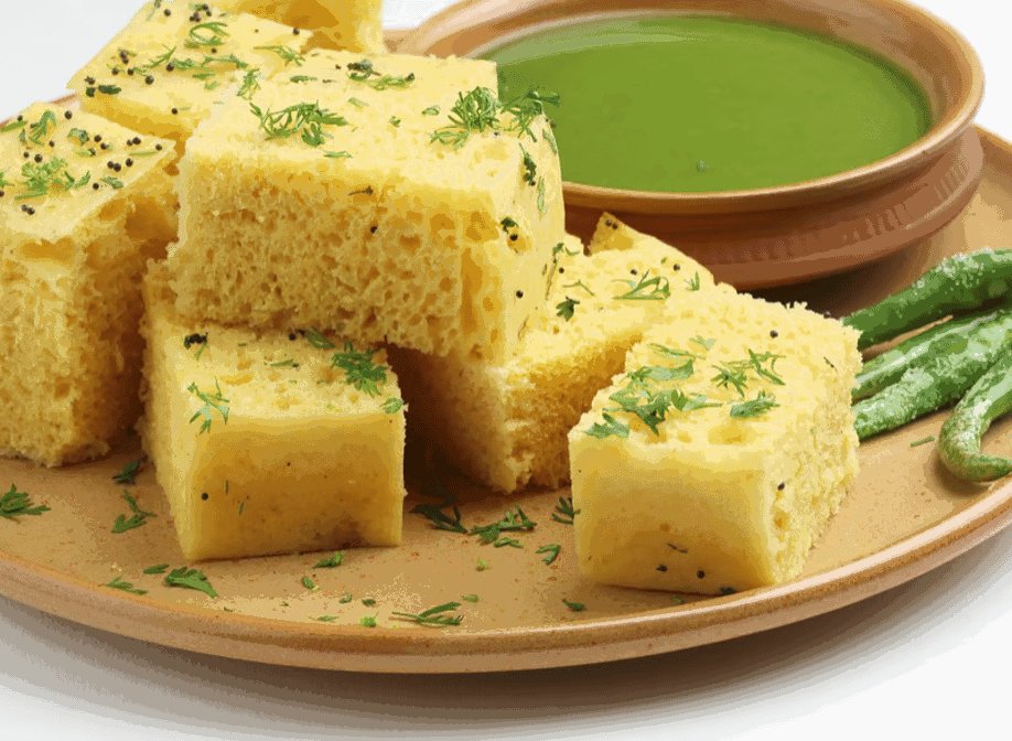 Dhokla with green chutney from Famous Fast Food & Sweets