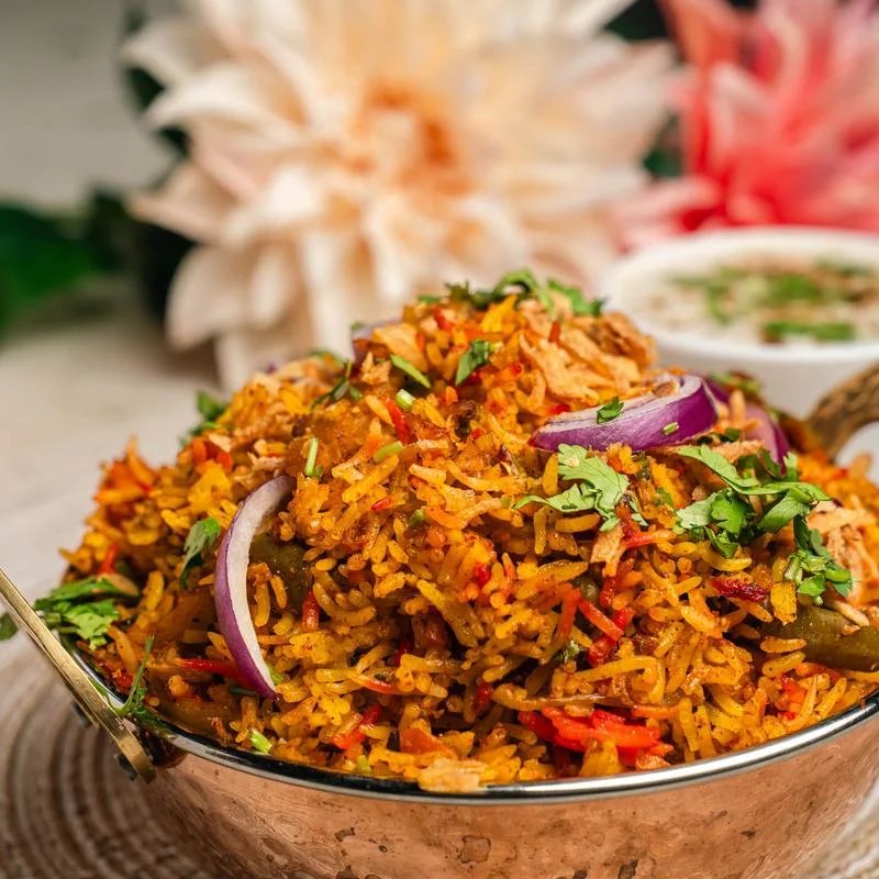 Vegetable biryani with raita at Rasoi on 50th