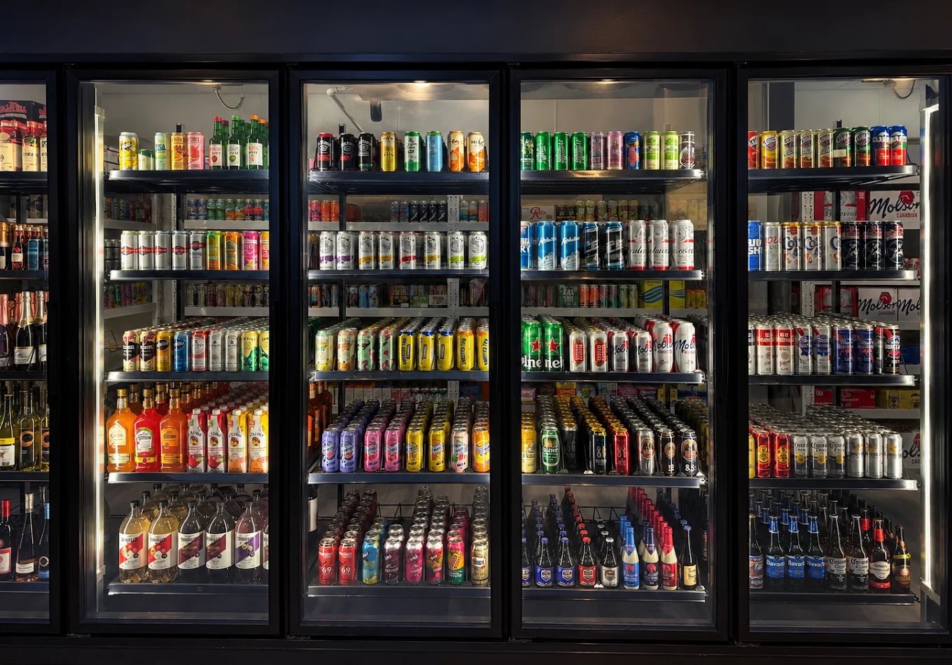 Cold beer fridges at Liquor Stars Edmonton