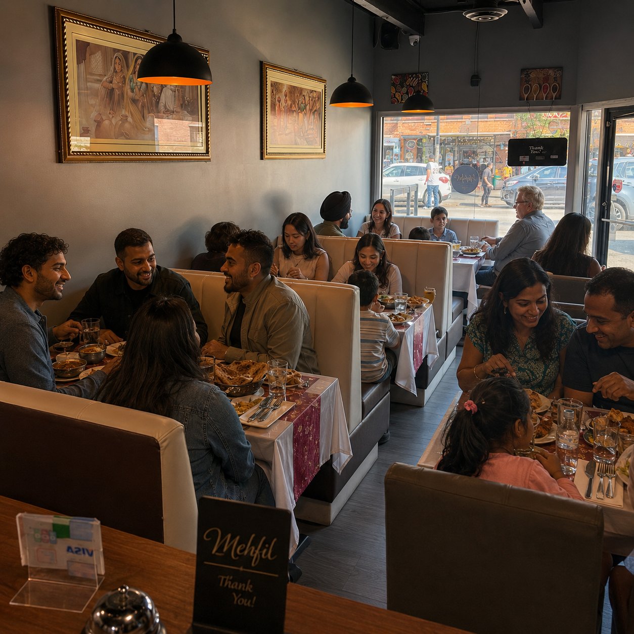 Guests dining inside Mehfil Curry & Kebab restaurant