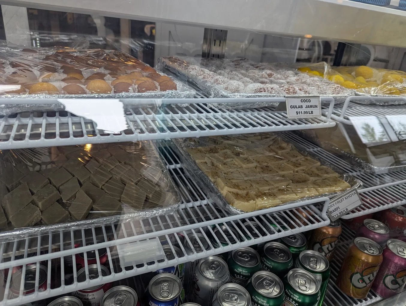 Assorted Indian sweets in our display case