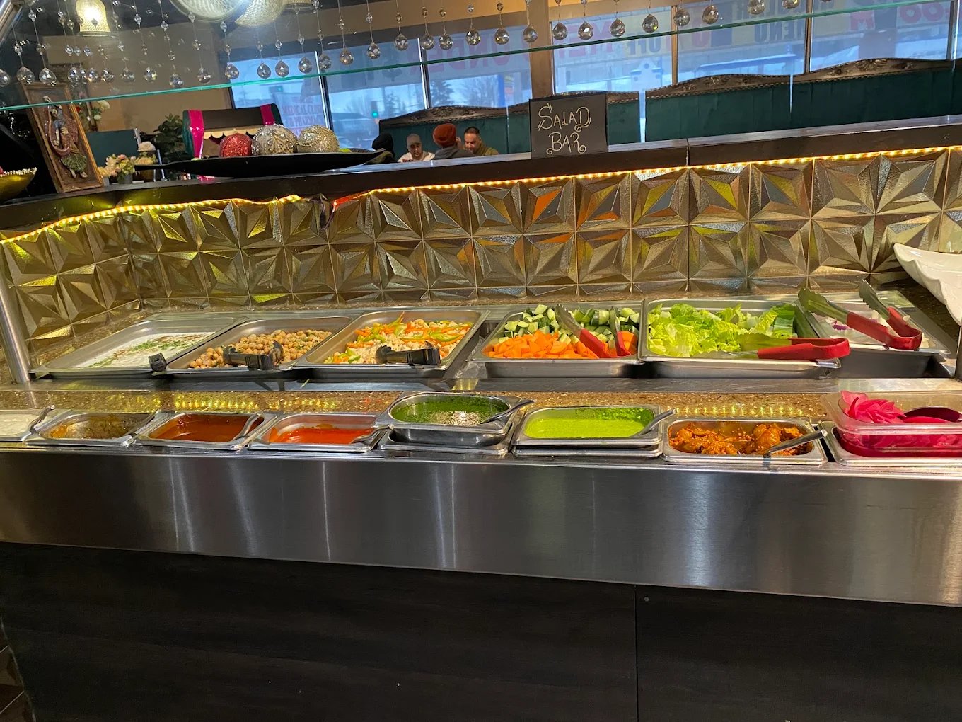 Fresh salad bar and chutneys at New Asian Village Edmonton