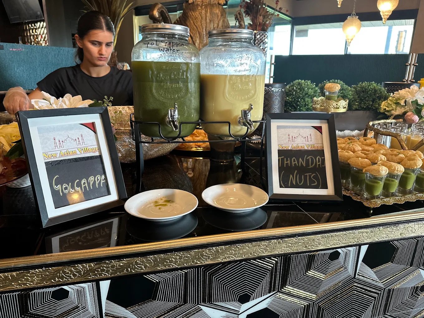 Golgappa and thandai drink station at New Asian Village Edmonton