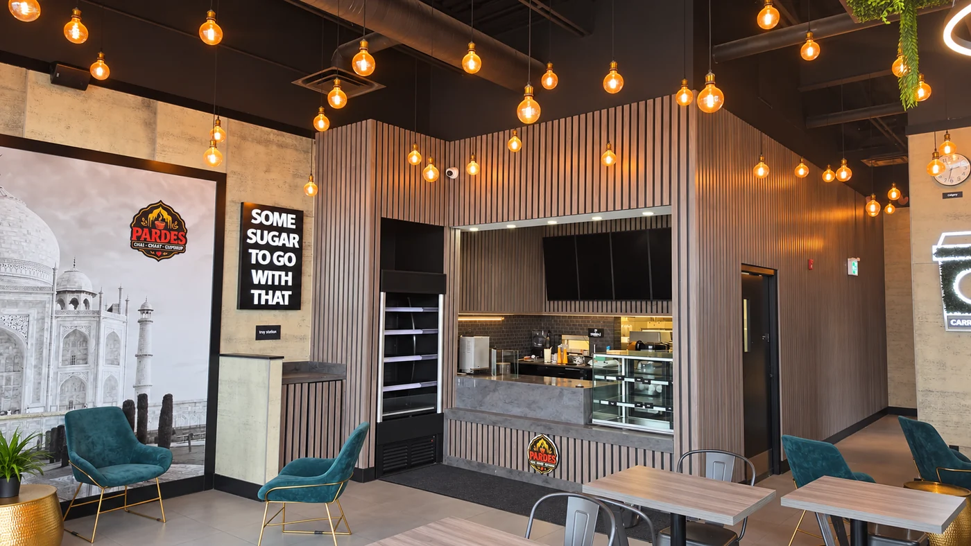 Pardes Carrington service counter and dining area