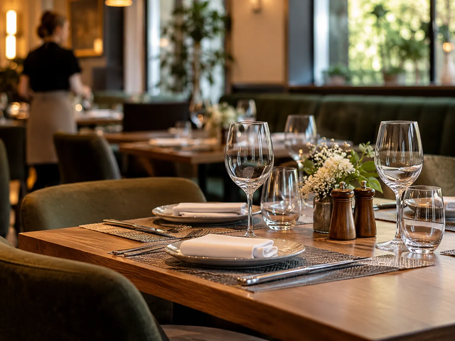 A welcoming restaurant table set for guests