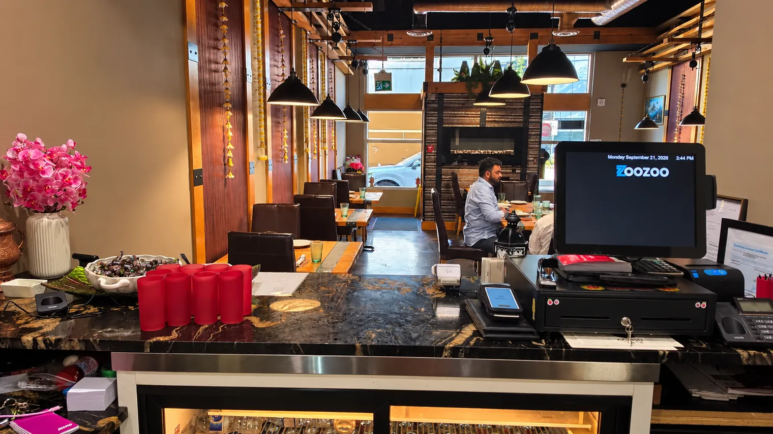 Agnii reception counter and dining room