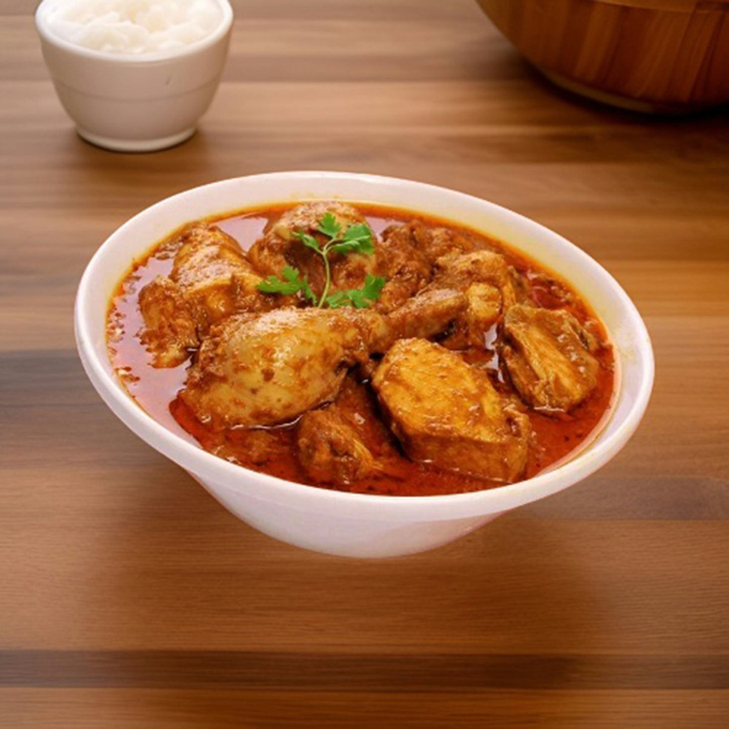 Bone-in chicken curry in a spiced gravy