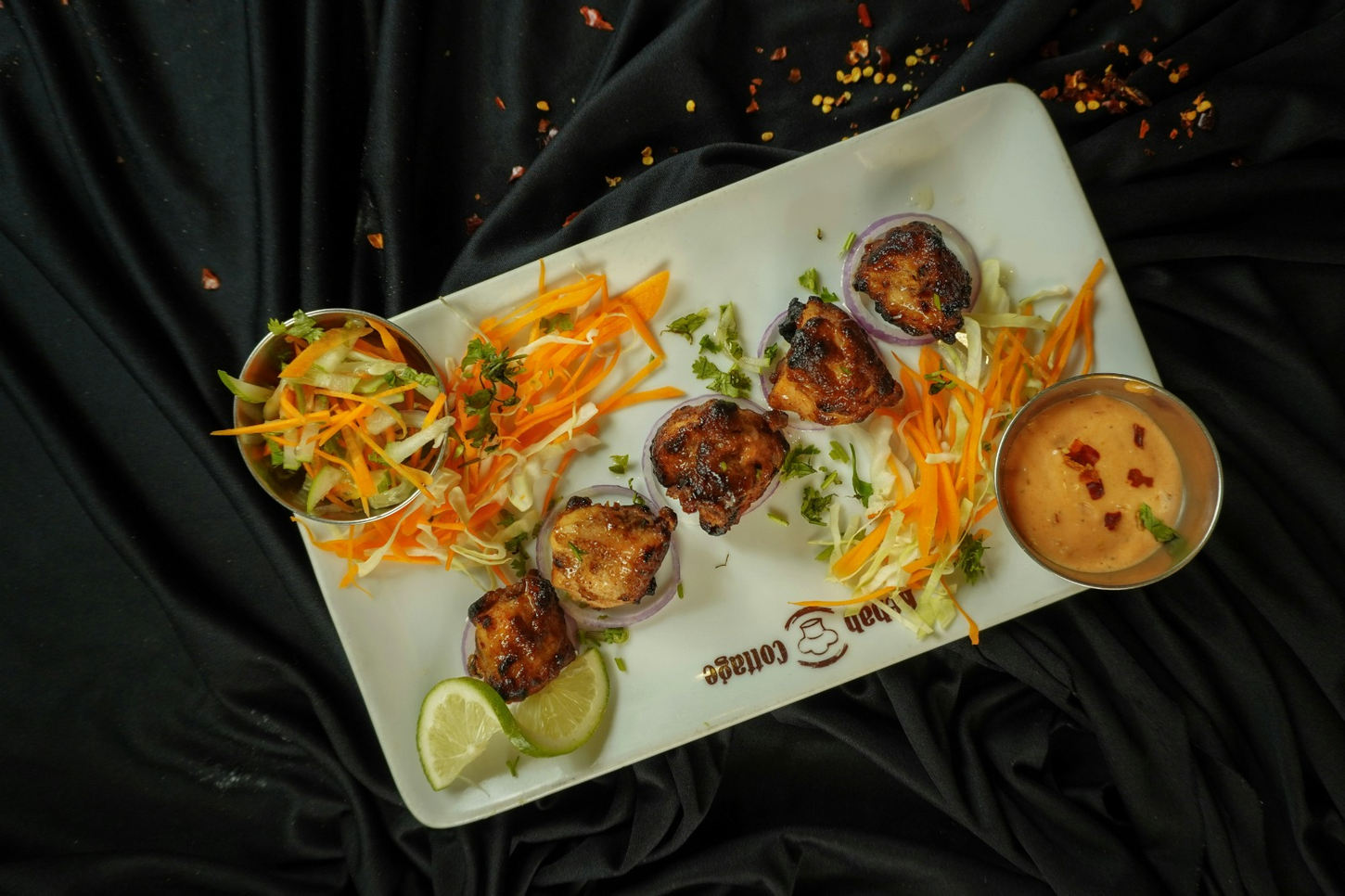 Chargrilled tikka platter with salad