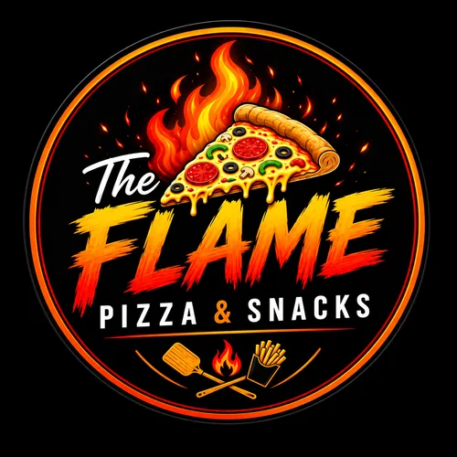 The Flame Pizza & Snacks original logo