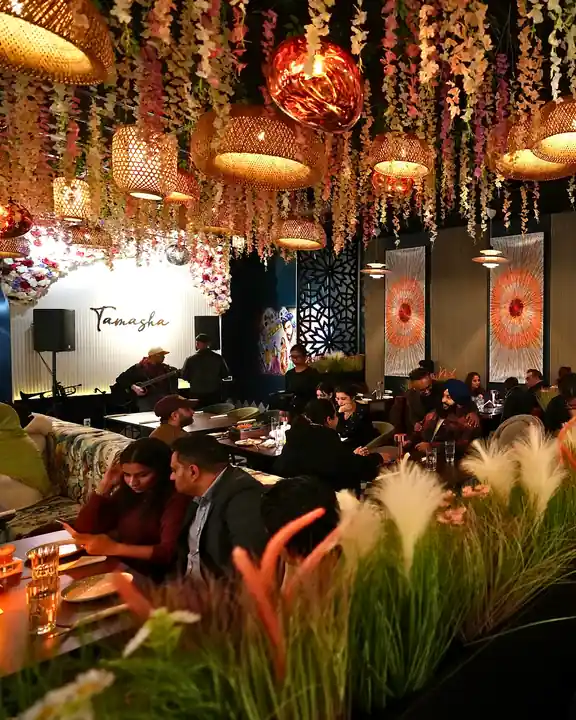 Elegant Tamasha restaurant interior with warm lighting in Calgary