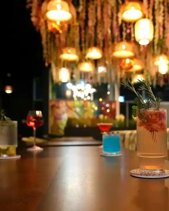 Crafted cocktail detail at Tamasha Calgary