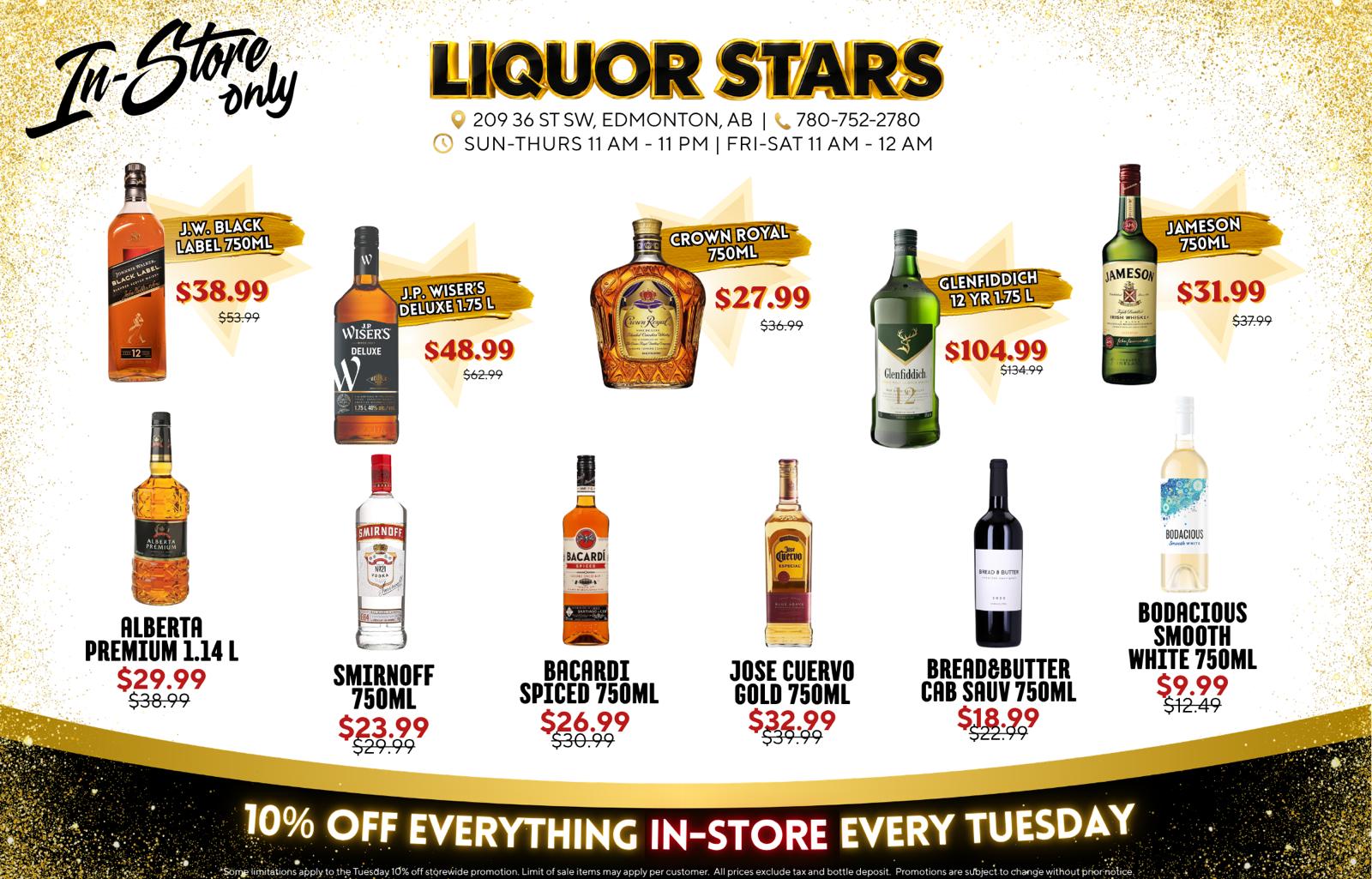 Liquor Stars in-store specials and Tuesday discount promotion