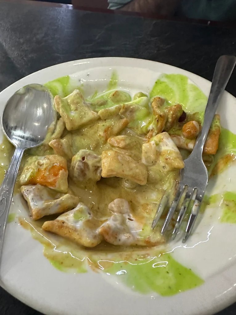 Indian street food samosas and chaat